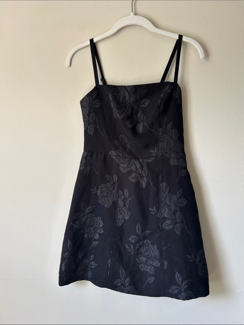 Urban Outfitters Waterlily Black Floral Jacquard Spaghetti Strap Dress